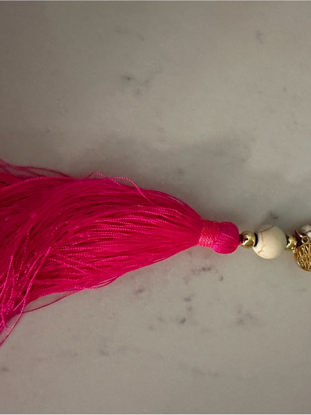 Lilly Pulitzer Hot Pink Tassel Hair Accessory with Gold Accents
